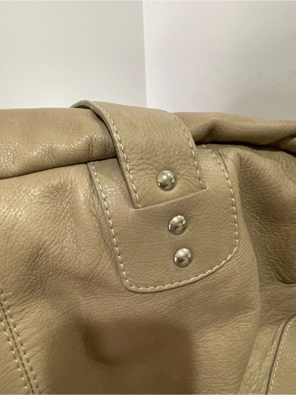 Valentina Leather Weekender Bag in Taupe Distressed Leather